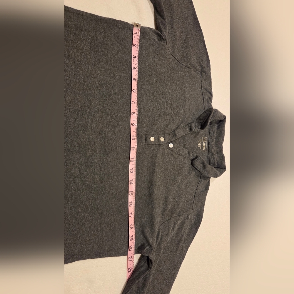L.L.Bean Charcoal Three-Quarter Sleeve Henley Top - Picture 6 of 7